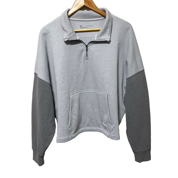 Under Armour Women's Grey Playback Fleece Oversized ¼ Zip Pullover Size XL - Picture 2 of 6